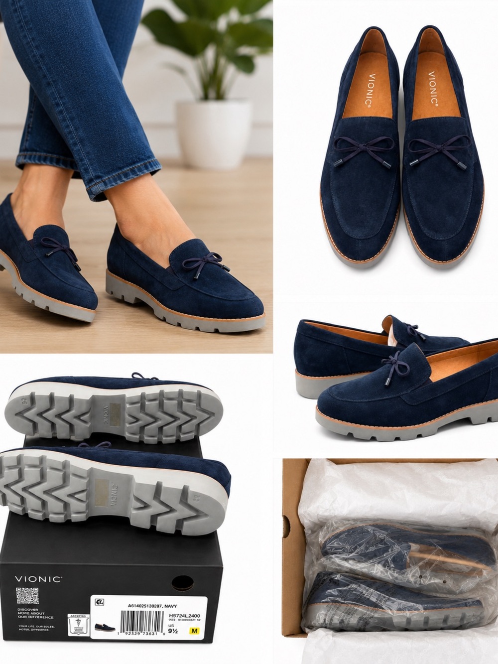 Vionic Navy Suede Loafers Comfort Shoes – Women’s Size 9.5 – New In Box